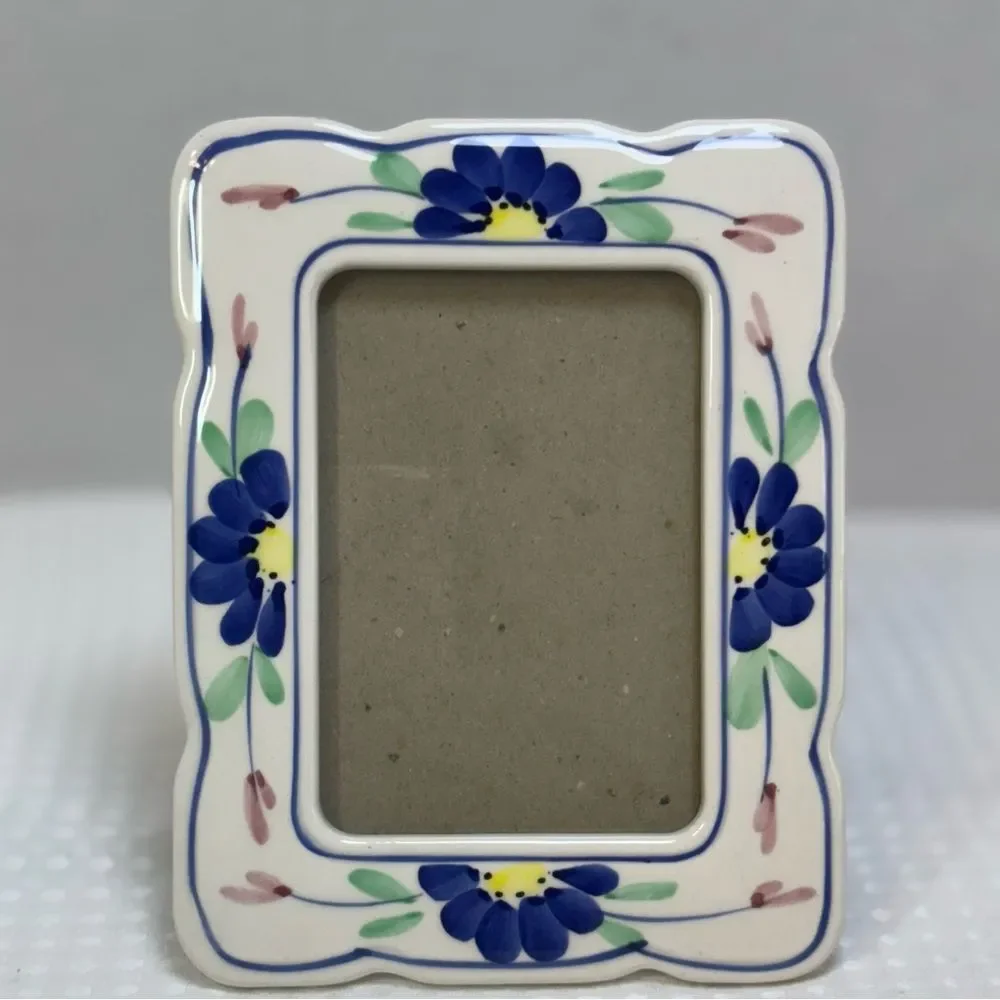 Ceramic Hand Painted Floral Tabletop Photo Frame Easel Backing